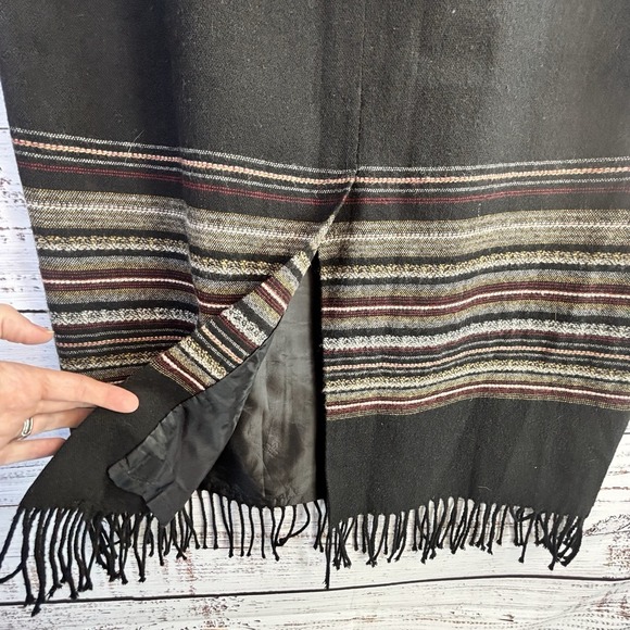 Vintage Coastal Boho Cowgirl Skirt Wool Blend Maxi 12 Black Fringed Western - Picture 6 of 12